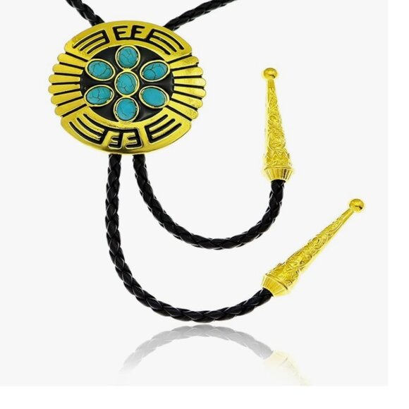 Indian Turquoise Bolo Tie - Picture 2 of 5